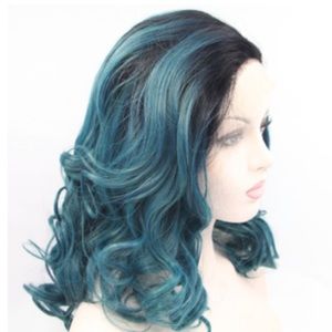 NWOT SYNTHETIC BLACK AND BLUE OMBRE WIG